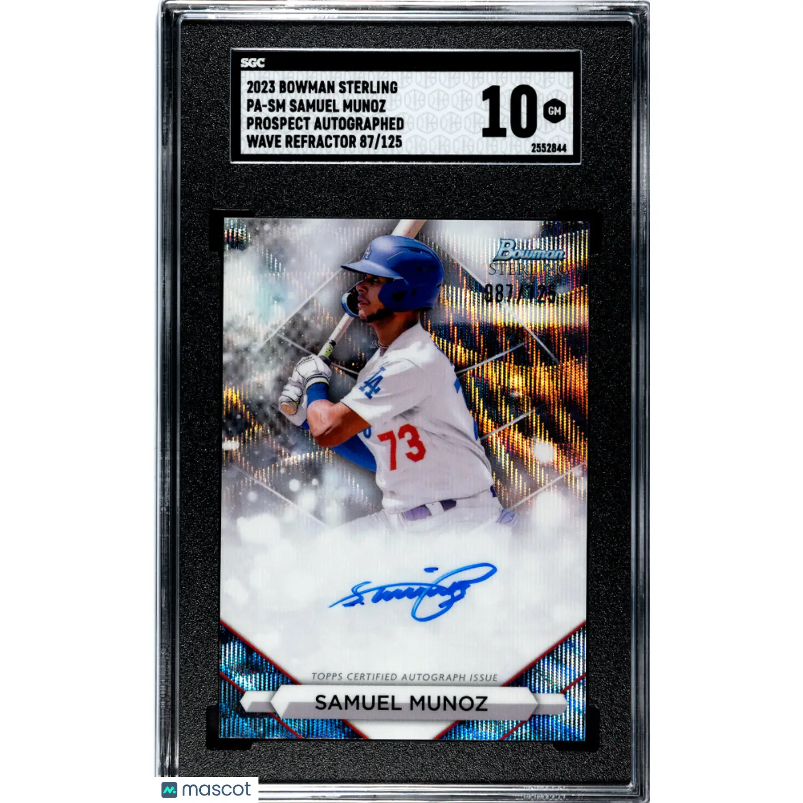 Samuel Munoz SGC 2023 Bowman Sterling #PA SM Pros. Auto Wave Refractor 87/125