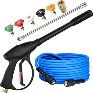 Washer  with 15in Extension Wand & 25FT Hose, 5 Nozzle Tips Quick Connect, Power Washer Hose and Wand Replacement, M22 14mm Fitting for Home  Clean Washing, 4000 PSI, Blue