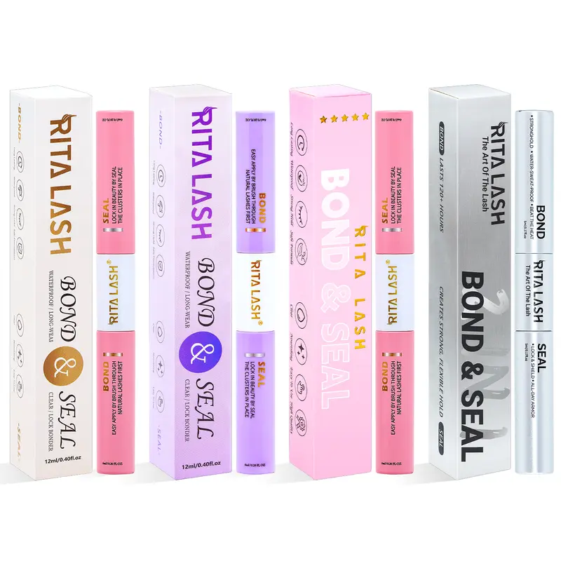 RITALASH Black Liquid Seal & Bond, Strong Waterproof Makeup Glue for DIY Lash Kit Clusters, Long-Lasting for Eyelash Extension False Eyelashes & Adhesives Use