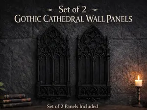 Gothic Cathedral Wall Panels – Set of 2 – Gothic Wall Decor – Dark Academia Decor – Medieval Cathedral Window Art – Gothic Decor