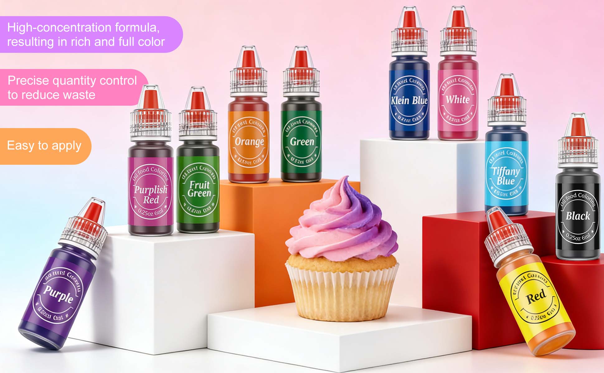 20 Edible Oil-Based Food Coloring 25 Fl. Oz Bottles set Food Grade  Food Dye for Mother's Day & Easter &Picnic Baking Baking,Candy Melts Cookies Fondant for Halloween Christmas Birthday  Bake