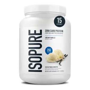 Isopure Whey Protein Isolate Zero Carb Creamy Vanilla 25g Protein Powder 15 Servings