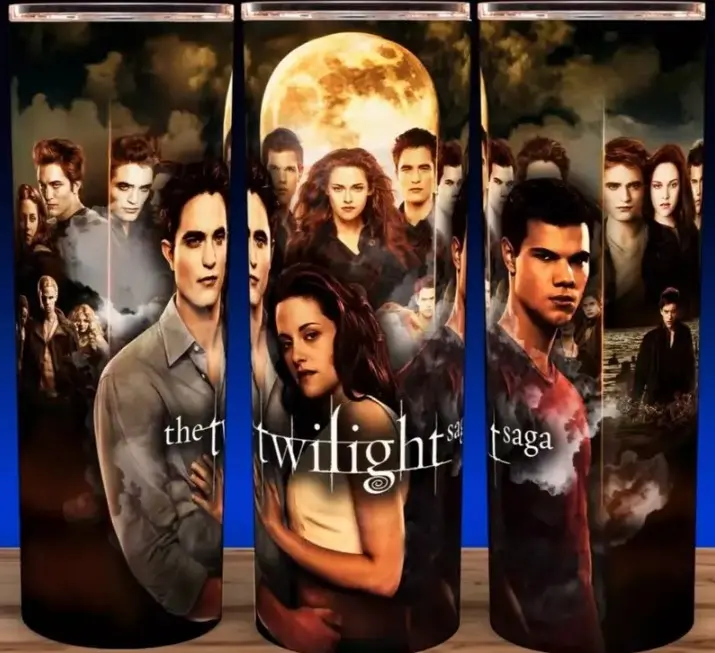 Twilight Saga - Bella - Jacob and Edward Vampire Movie Cup Mug Tumbler 20oz - Stainless Steel, Fantasy, Modern Drinkware