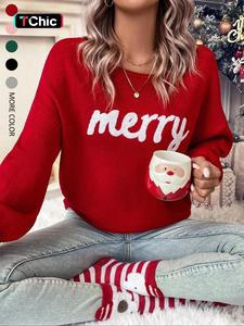 women's red pullover sweater, christmas fall/winter 2024 outfit, round neck casual cute pullover sweater for women, suitable for daily outings, parties,  ladies christmas autumn-winter clothes