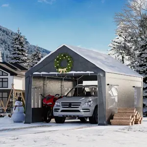 12x20ft, Car Canopy Portable Garage, Heavy Duty Car Port with Roll-up Ventilated Windows, UV Resistant Waterproof All-Season Tarp for Car, Boat and Emergency Shelter, White/ Black/ Yellow