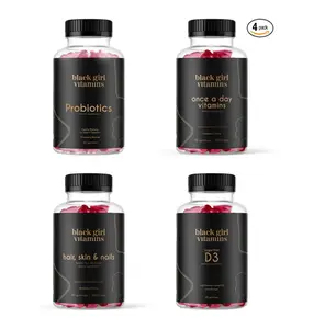 HOT 2026 !! Black Girl Vitamins Gummies Collection – Multivitamin, Probiotic, Hair Skin & Nails or Vitamin D3, Strawberry Flavor, Select Option