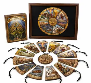 Biblical Story Wheel of Time Hanging Fragrance Ornament - 13 Different Scents, Artistic Aesthetic, Christian Gift, Special Print with Box, Room/Car Freshener, Home Fragrance Diffuser Accessory, 13PCS/1 Set