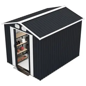 Bellemave  Campcraft 8x6 FT Outdoor Storage Shed, Metal Tool shed & Outdoor Storage with Lockable Doors & Air Vents, for Backyard Garden Patio, Dark Gray