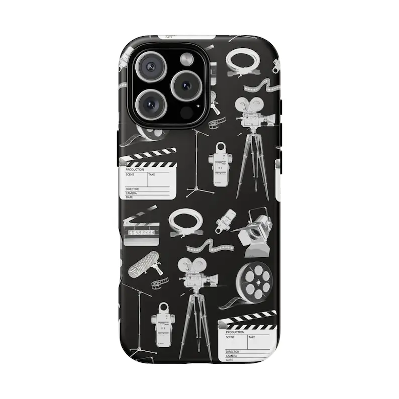 Filmmaker phone case, film crew, director, film student, teacher, film editor, movie lover gift, hard case for iPhone