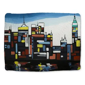 360 stand Rectangular Polyester Placemat - CBPM14180DLX9Y, 14x18 in, Durable Colorful Skyline Modern Cities Design, Eclectic Interior Kitchenware Tableware, Durability, Vibrant Colors, Aesthetic