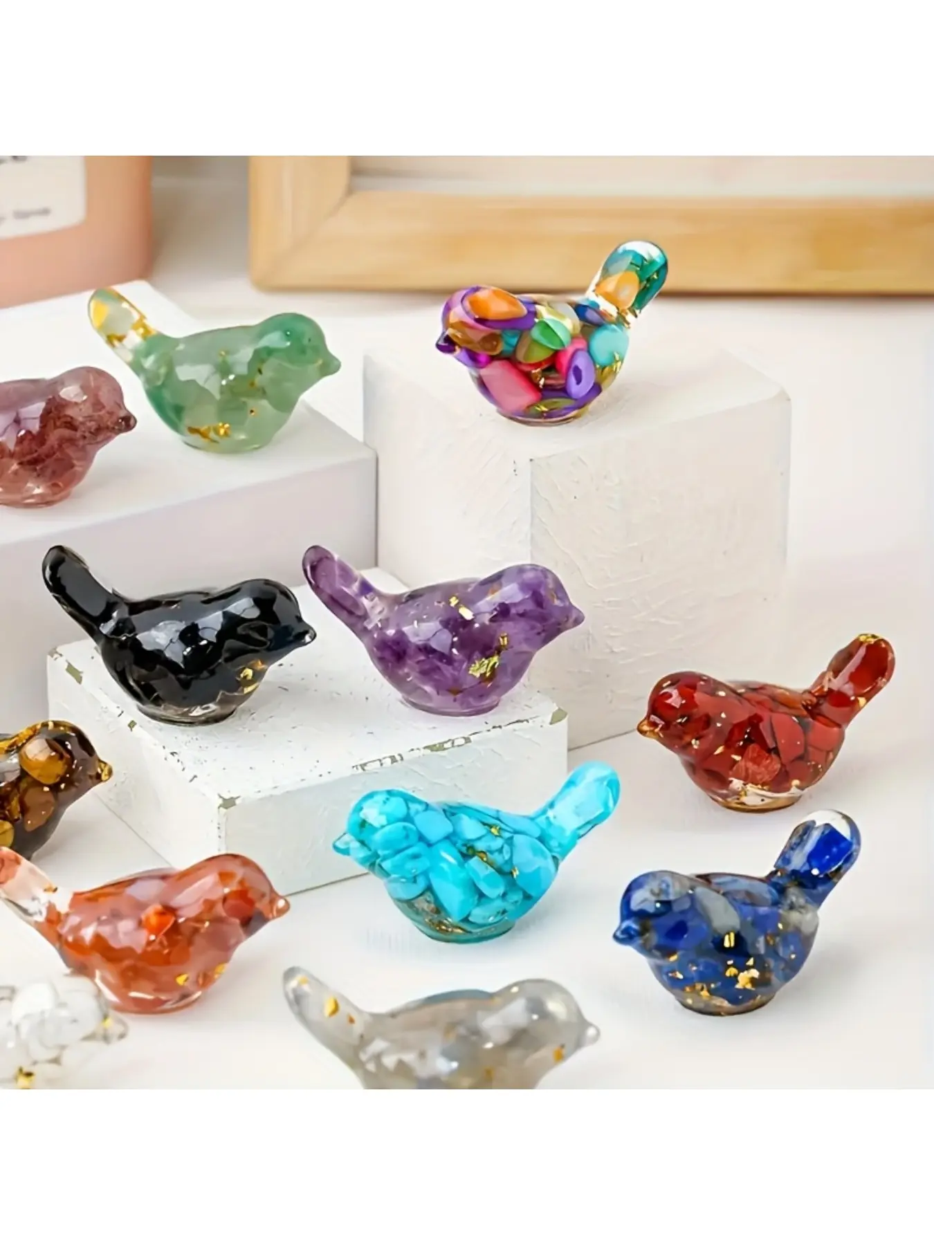 7-piece random color crystal resin bird crafts, crystal decorative ornaments, crystal resin bird-shaped pendants, Crystal Home Decor, Crystal Decoration Set
