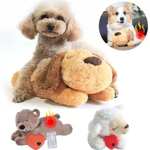 Heartbeat Dog Anxiety Relief Plush Toy Pet Comfortable Behavioral Training Play Aid Tool Soft Plush Sleeping Buddy