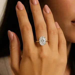 Sterling Silver Solitaire Oval 8mm*12mm 4.5CT Moissanite Ring