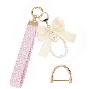 Women's Wristlet Keychain – Wrist Lanyard Key Strap with D-Ring and Cute Bow