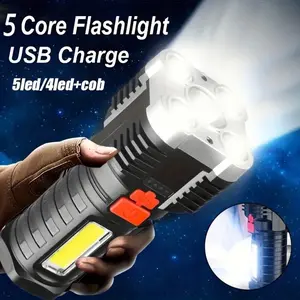 Super Bright LED Torch Flashlight+USB Rechargeable Camping Outdoor Lamp
