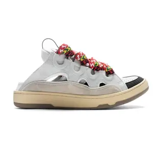 992465 Lanvin Curb Sneaker Mule White
