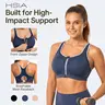 HSIA Speed Race Front Zipper Easy on/off Plus Size High Impact Wireless Fixed Cups Full Coverage Supportive Sports Bras Racerback Workout Bra Breathable Moisture Wicking Fabric Mesh Back Bra Adjustable Wide Padded Straps Gym Running Bra For Big Bust Women