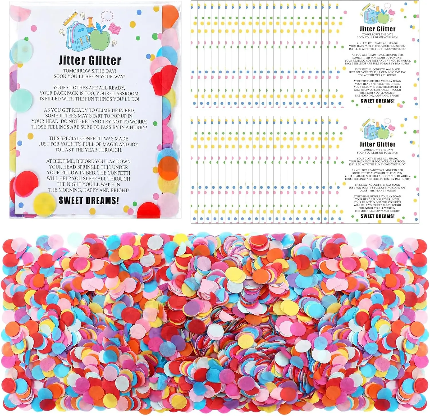 36 Set Back to School Confetti Set Jitter Glitter Confetti First Day of School Gifts and Cards for Schools Classroom Decoration