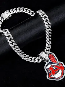 Hot-selling MLB baseball team oil-drip pendant hip-hop personalized trendy alloy full-diamond Cuban chain necklace