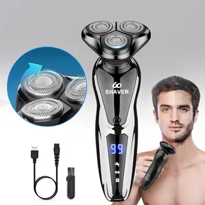 6D Floating Head Electric Shaver for Men, Cordless Razor with Self-Sharpening Blades, USB Fast Charging & LED Display, Waterproof Wet Dry Trimmer, Compact Travel Grooming Kit