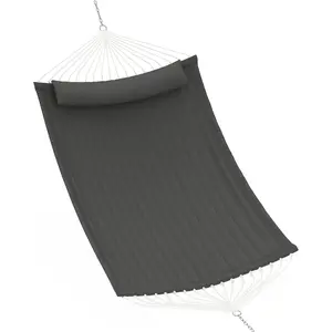 Extra Large Outdoor Hammock, 350cm Durable Soft Fabric (Deep Gray/Blue) Hanging Bed, Hammock for Outside, Ideal for Garden, Patio Relaxation