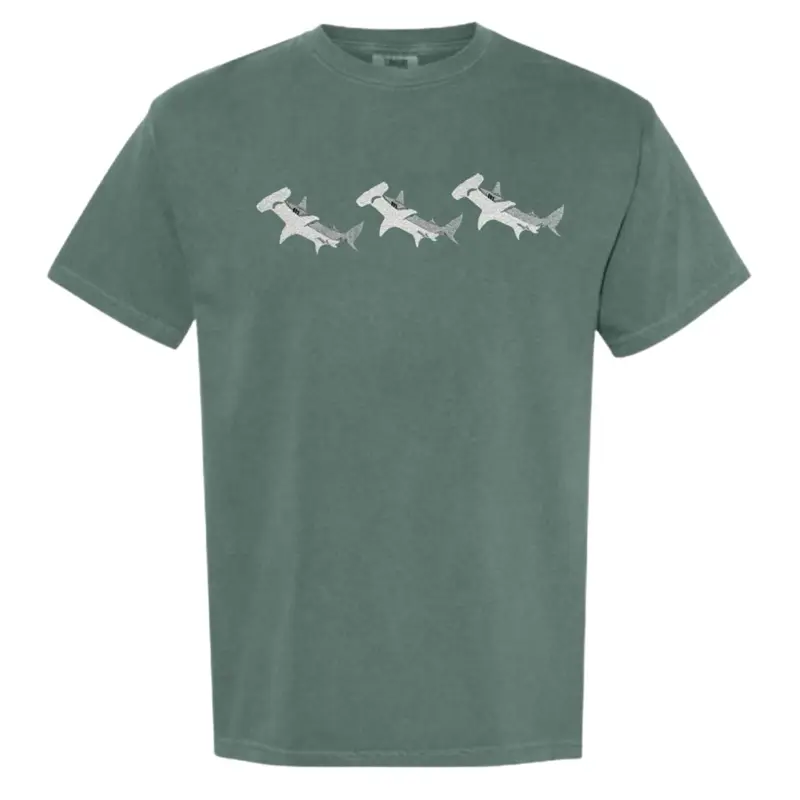 Cute hammer sharks embroidered summer spring comfort colors shirt/  comfort colors tee/ sharks embroidered shirt