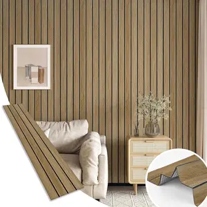 Brown  Panels for Wall   Slat Wall Panel Acoustic Faux Wooden Slat Wallpaper Self Adhesive Herringbone Shiplap Peel and Stick Wallpaper for Bedroom Living Room Entrance Hall Decor