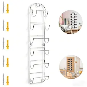 CUGBO Metal Wall-Mounted Towel Rack for Bathroom| 6-Tier Holder for Rolled Towels, Modern Organizer in Black