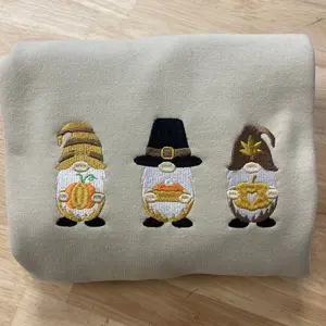Thanksgiving gnomes Embroidered sweatshirt
