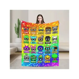 Sprunki Fleece Blanket, Game Theme Colorful Ultra-Soft Polyester Fiber Throw Blankets, Gifts For Birthday, Anniversary, Holiday