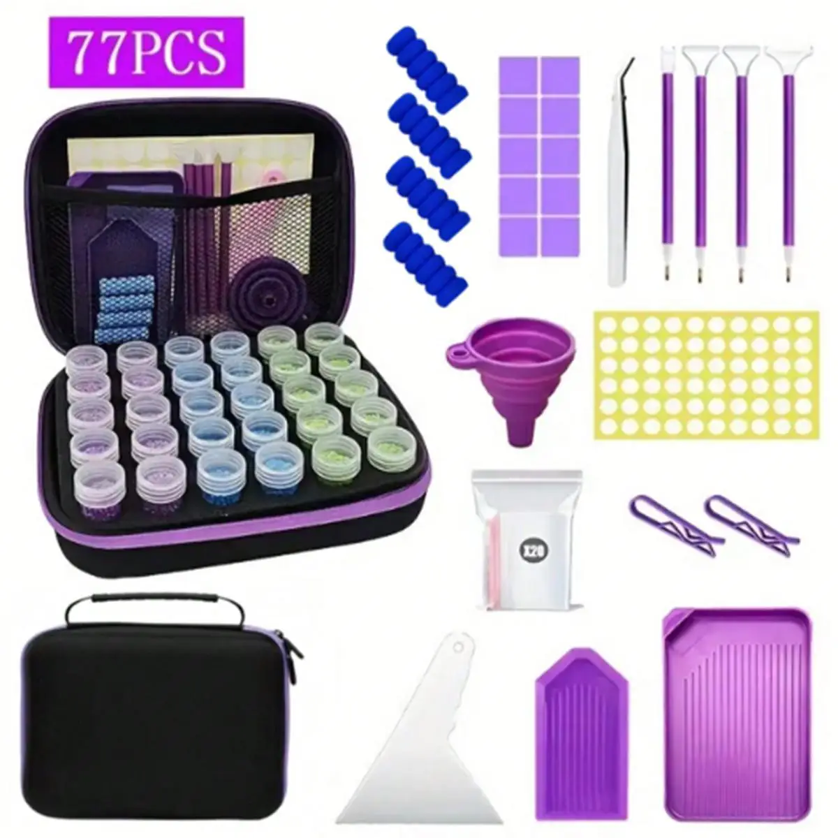 Portable Diamond Arts Colorful Painting Tool Set, 47/77pcs Multi-functional Diamond Arts Colorful Painting Tool Accessories, Perfect Storage Art Box