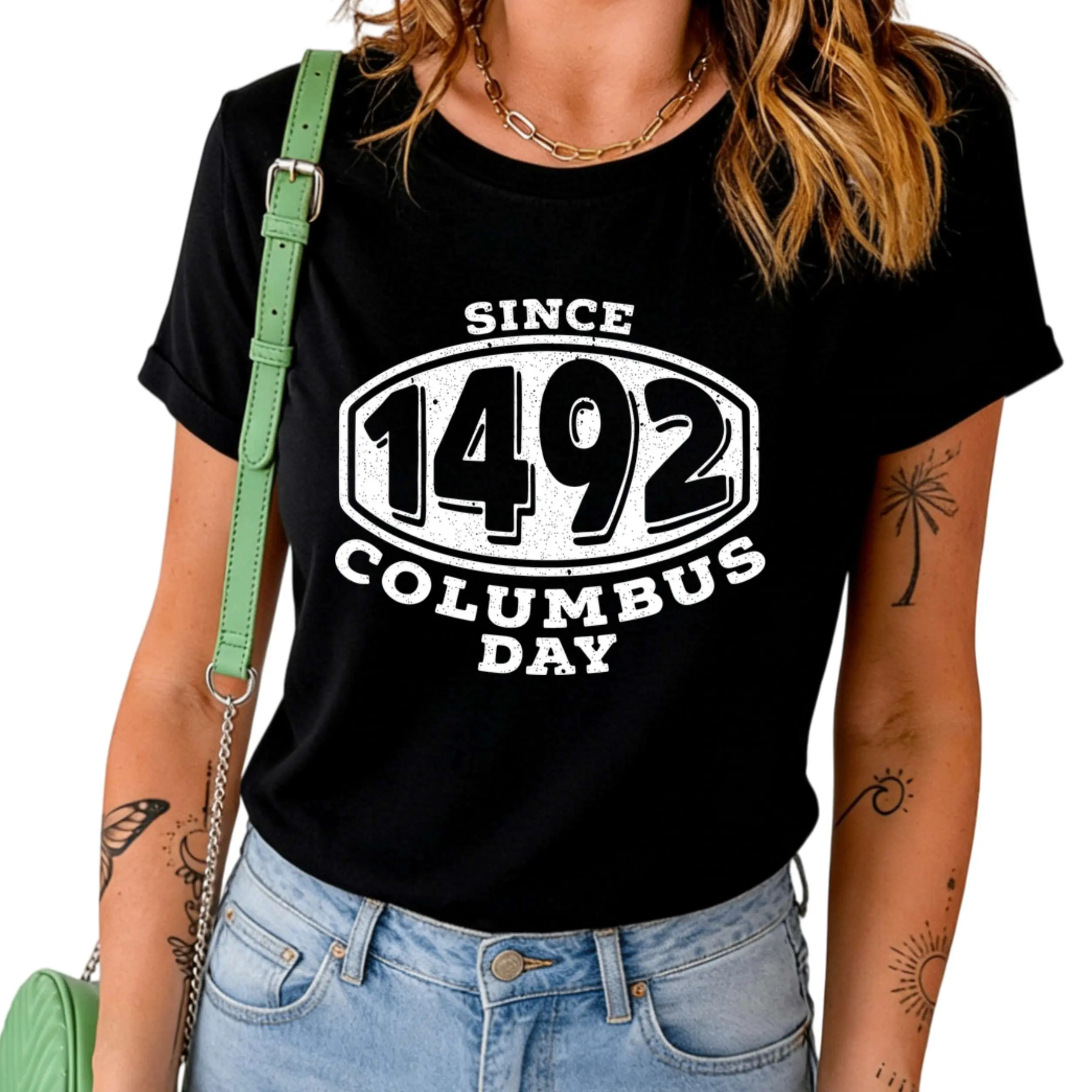 Women'S Funny Vintage Graphic T-Shirt Vintage Columbus Day T-Shirt Since 1492 Christopher Columbus Graphic Print Retro Round Neck Short Sleeve Casual Historical Event Apparel All-Season