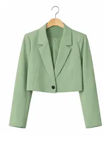 Elegant Ladies Blazer Slim Fit Short Single Breasted Long Sleeve Business Casual Jacket for Office