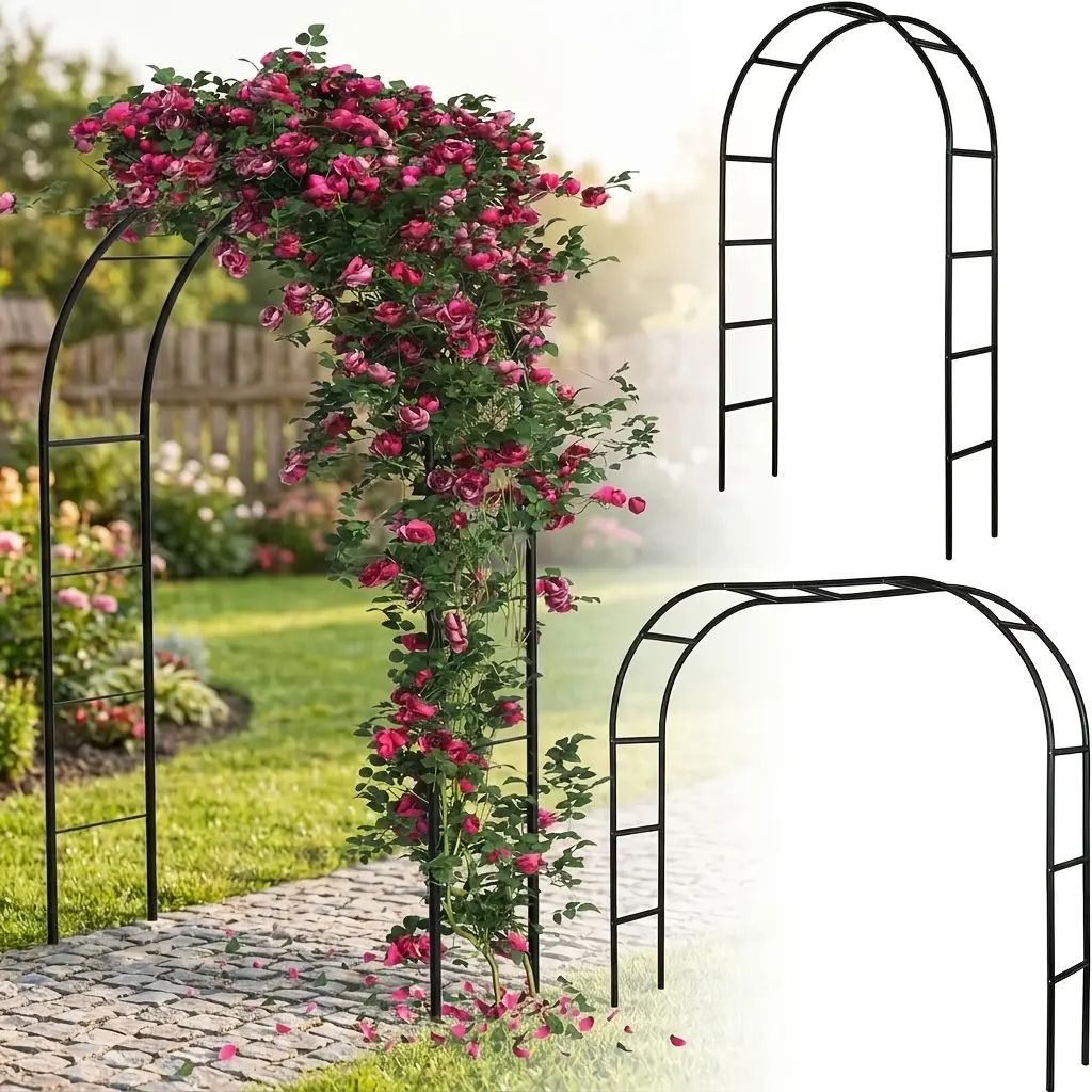 Metal Garden Arch Trellis, Outdoor Garden Arbor Archway, Adjustable Wide & Tall Decorative Trellis For Backyard, Lawn, Patio & Pathway Entrance, Wedding Ceremony, Party & Holiday Decor