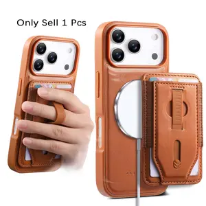 2-In-1 Detachable Magnetic Wallet Phone Case with Elastic Band Card Slot, Multi-Card Holder, Compatible with Magsafe, Fits iPhone 17 Pro Max