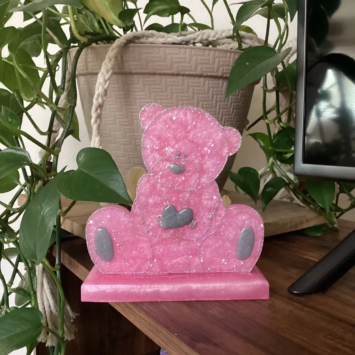 Handmade pink teddy bear nightlight