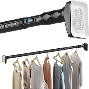 No Drilling Adjustable Closet Rod, 39 to 67 Inch Heavy Duty Tension Rod for Hanging Clothes, Fit for Closet Wardrobes Laundry RV Bathroom Window Black