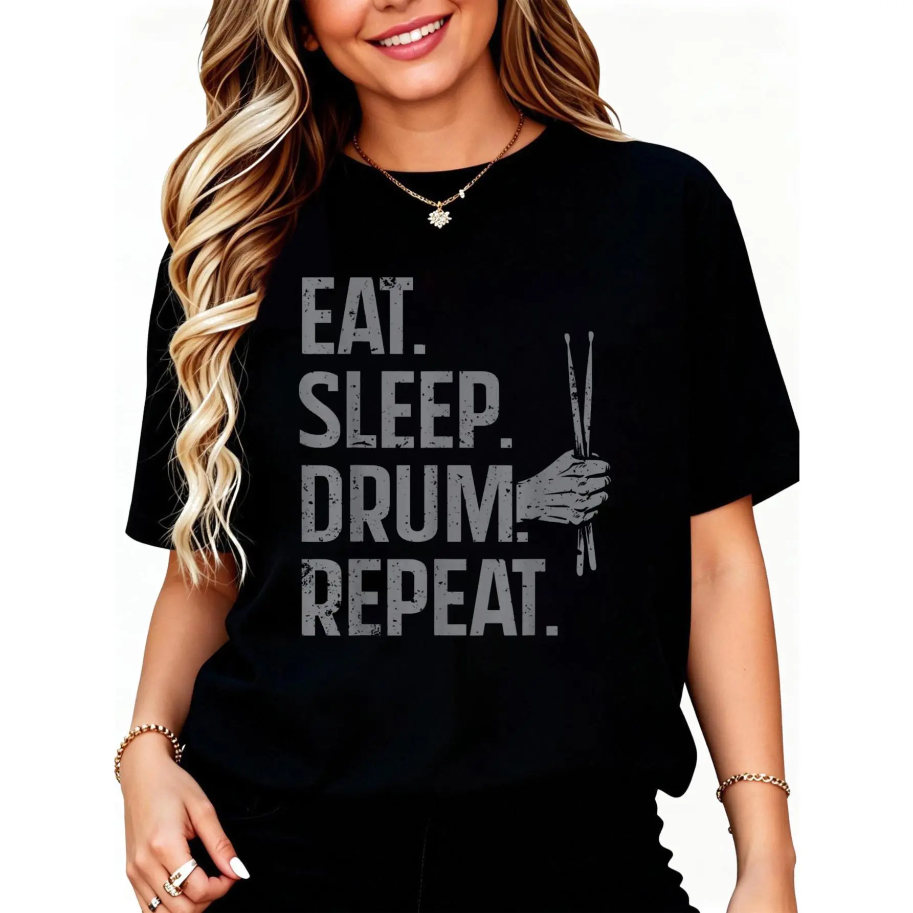 Funny Drumming Art for Men Women Drumline Drum Set Drummer T-Shirt