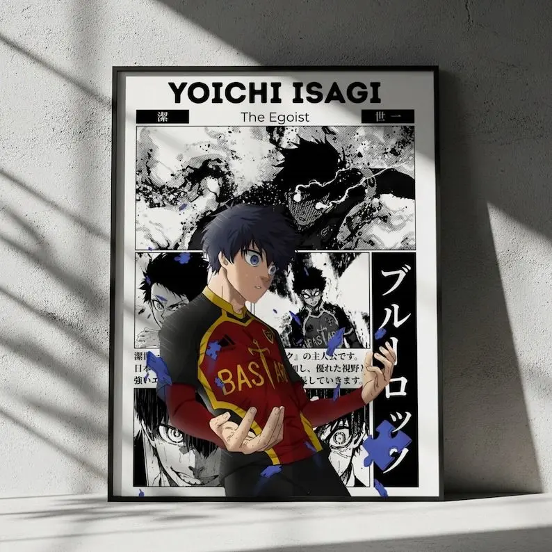 Blue Lock Isagi Yoichi Artistic Anime Poster - Manga Paper Photo Prints with Mount, Room Wall Decoration, Home Decor Gift