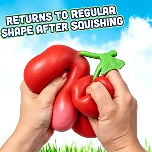 Cute Cherry Squeeze Fidget Toy, Flexible TPR Fruit Squishy, Portable Decompression Sensory Play Toy, Fun Relaxing Hobby Toy for Daily Use, Trending Viral Satisfying Stress Relief Gift