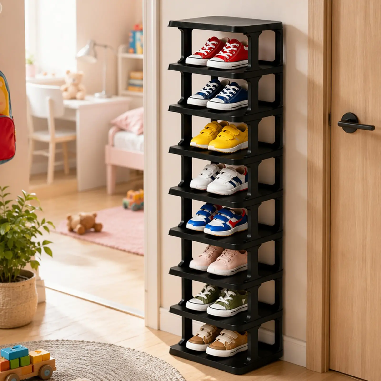 Kids Stable Four Feet Shoe Storage Rack Multi Tier Portable Stackable Shoe Shelf Durable Wear Resistant Easy Assembly Space Saver For Kids Indoor Living Room Doorway Dormitory