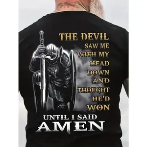 Men's Vintage Templar Cross Graphic Crew Neck T-Shirt, 3D Printed Plus Size Black Street Casual Short Sleeve Daily Wear Basic Fashion Tee mcr good Gooner Eat Sleep Goon Repeat