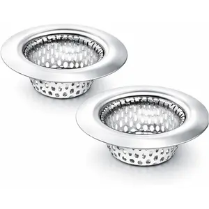 Apartment Sink Strainers 2-Pack - RV Kitchen Bathroom Drain Sink Drain Strainers Mobile  - 2.25" Stainless Steel Hair Catcher