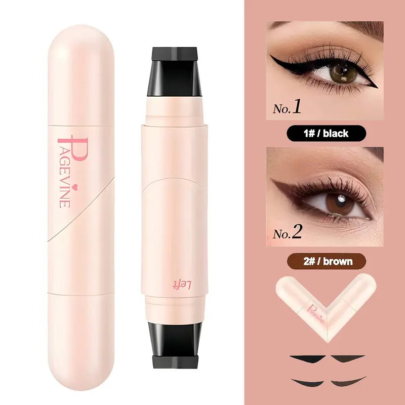 Gel Eyeliner Pencil Set, 2025 New Foldable Eyeliner Stamp for Perfect Wings, Waterproof Eyeliners Tool,Smudge Proof Eyeliners Pen for Beginners double-ended eyeliner stamp pen Flawless Makeup Cosmetic Brow Gift Smooth eyebrow pencil
