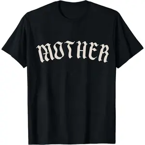 Women's Gothic Oversized Mom T-Shirt - Round Neck, Soft Cotton Short-Sleeve Solid Casual Top, Trendy Alternative Metal Core Old English Graphics Sublimated Women's T-Shirts