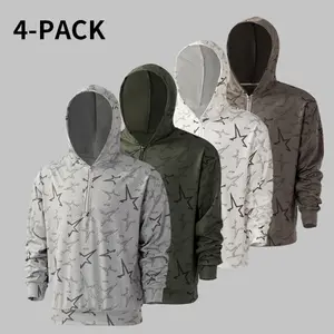 Men's 4-Pack Hooded Sweatshirts Casual Loose Fit Printed Long Sleeved Sun Resistant Comfortable Breathable for Running Fitness