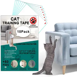 Cat Scratch Protection Tape, Transparent Double-Sided Fabric Sticker, Durable PVC Anti-Scratch Film for Sofas & Couches