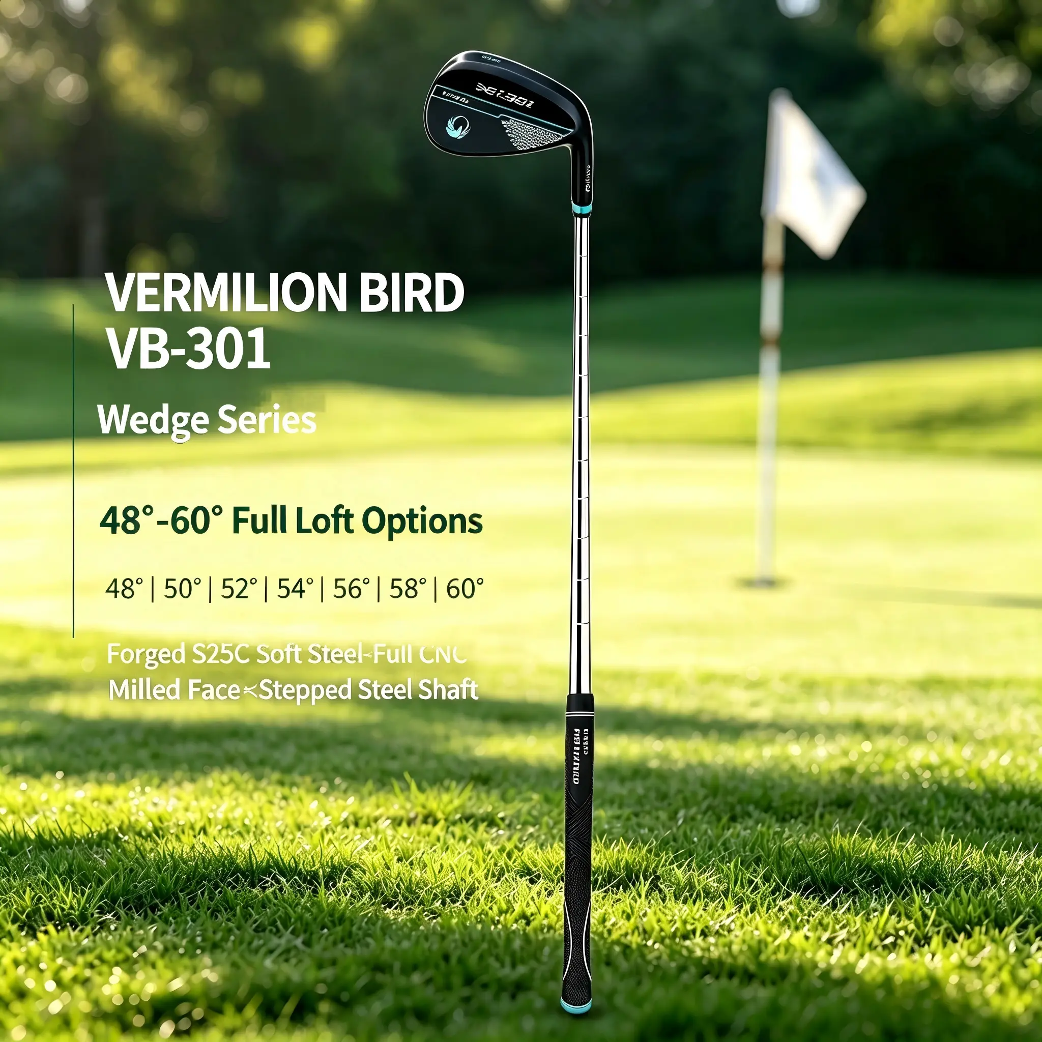 Vermilion Bird Milled Forged Golf Wedge Clubs - Individual or Set Options, 48/50/52/54/56/58/60 Degree Gap, Sand or Lob Wedges with Full Face Design