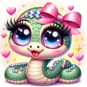 Cartoon Snake Design Diamond Arts Colorful Painting Kit without Frame, DIY 5D Diamond Arts Colorful Painting Kit, Wall Art Decor for Home