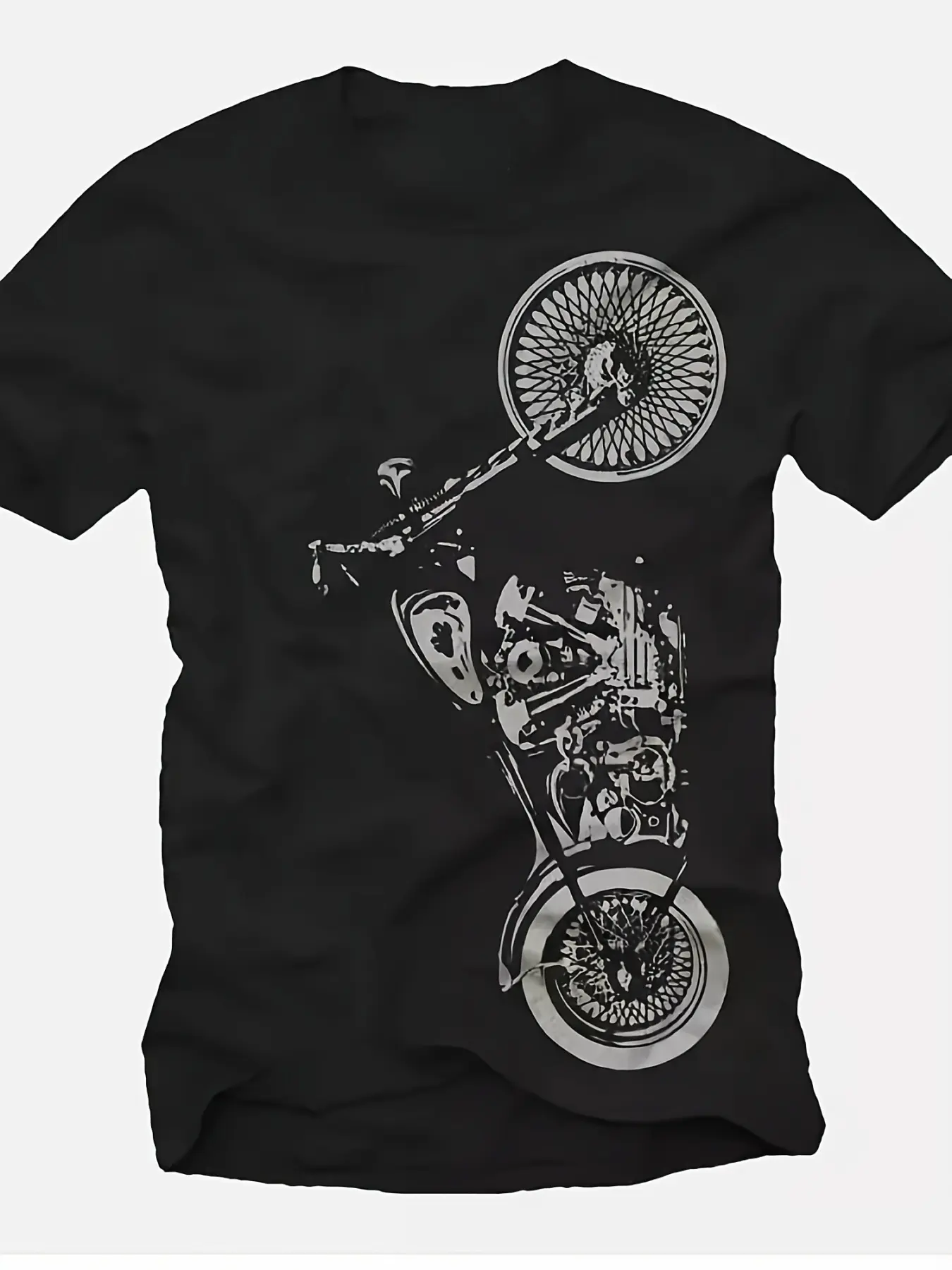 Men'S Black Motorcycle Back Print T-Shirt _ White unisex soft cotton short sleeve t shirt, vintage graphic casual tee for men women teens, perfect birthday holiday gift for camping travel gym daily street casual wear
